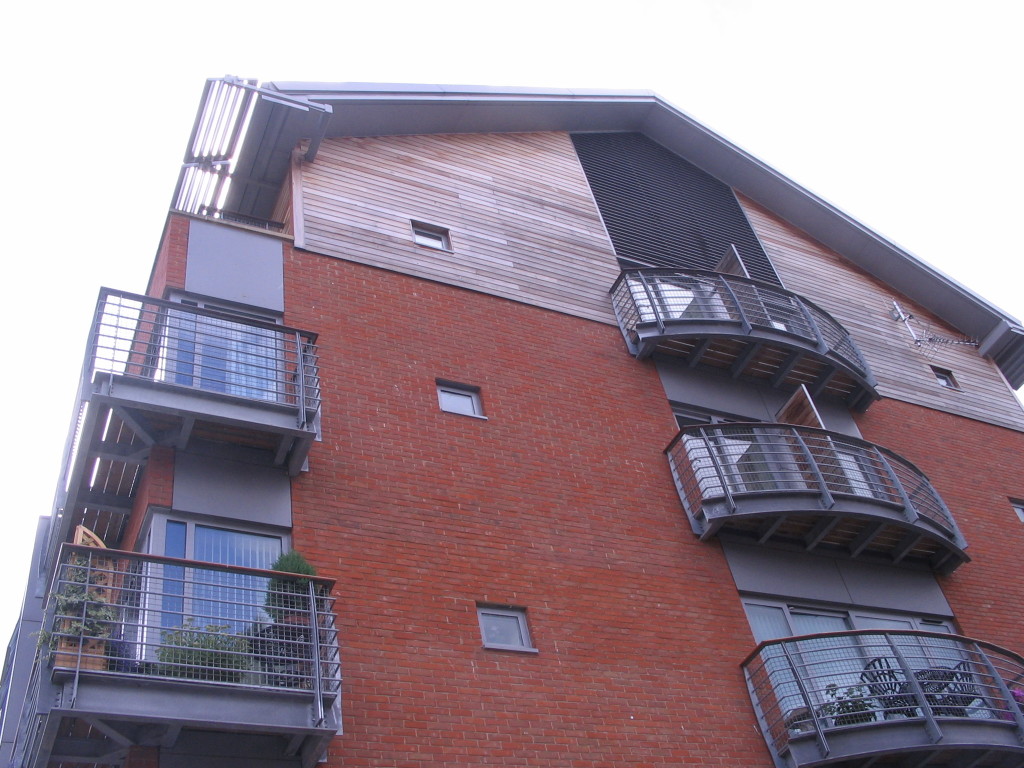 Looking up at a block of flats